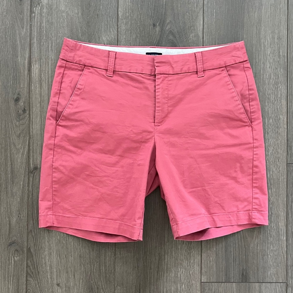 J.Crew Pink Chino Shorts Womens Size 6 Stretch Cotton 7 Inch Inseam Mid Rise